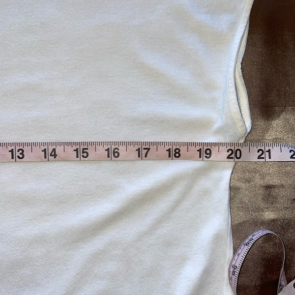 Ann Taylor Ivory w Gold Metallic Trim Top Boatneck Short Cap Sleeve Size LP - Picture 7 of 12